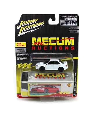 1/64 2006 Subaru Impreza Wrx White Mecum Johnny Lightning Storage Tin