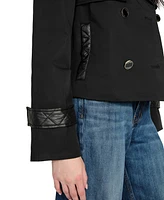 Guess Women's Cropped Quilted-Trim Trench Coat
