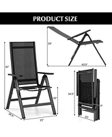 Outdoor Dining Chair with Soft Padded Seat and 7-Position Adjustable Backrest Set of 2