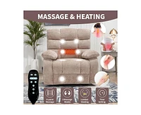 Lift Recliner Chair Heat Massage Dual Motor Infinite Position Up to 350 Lbs Large Electric Power Recliners with Power-Remote, Medium-firm and Hea