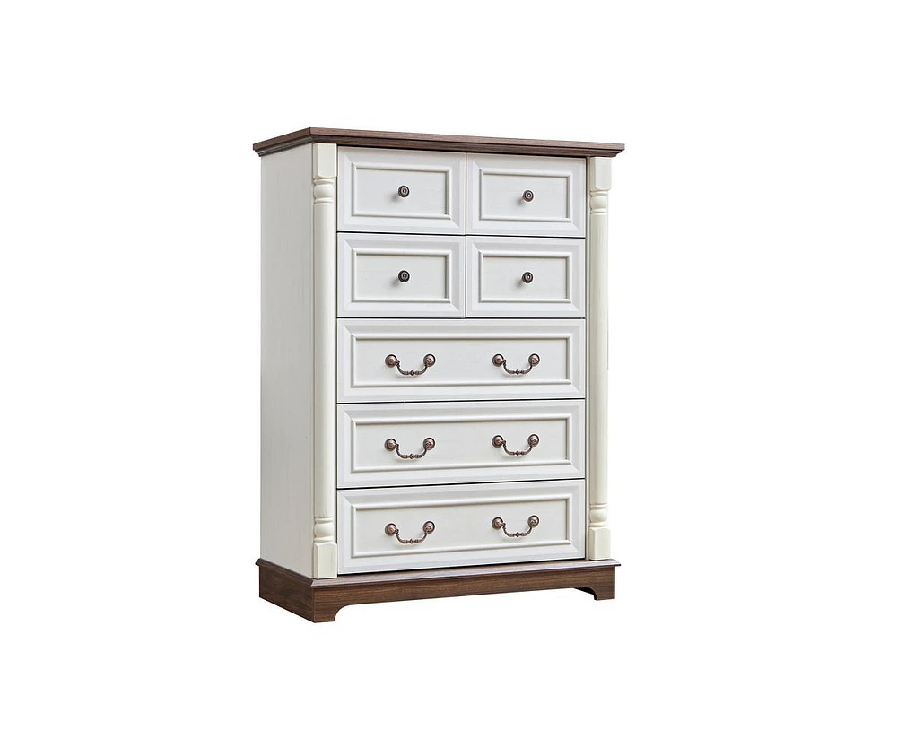 7 Drawer Bathrooom Cabinet Chest with Wooden Base and Riser Trim