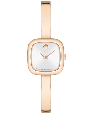 Movado Women's Museum Cushion Swiss Quartz Rose Pvd Bangle Watch, 21.50mm