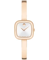 Movado Women's Museum Cushion Swiss Quartz Rose Pvd Bangle Watch, 21.50mm
