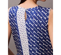 Calvin Klein Printed Color-Block Sleeveless Dress