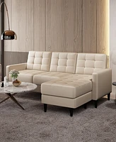 Gold Sparrow 82" Velvet Logan Reversible Sectional Sofa with Ottoman, Created for Macy's