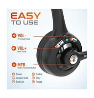 Delton 10X Bluetooth Computer Headset, Over the Head Single Ear Wireless Headset with Noise Cancelling Mic for Clear Calls, for Pc/Mac/Laptops and Com