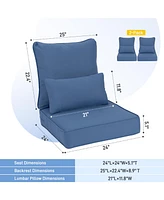 Aoodor 24'' x Outdoor Deep Seat Chair Cushion Set, Olefin Fabric Slipcovers with Sponge Foam (Set of 2 Seats, Backs, Lumbar Pillows)