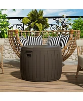 Mondawe 48 Gallon Round Resin Outdoor Storage Sturdy Deck Box
