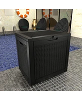 31 Gal Rattan Deck Boxes for Outdoor Storage with Side Handles