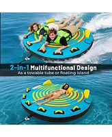3-Person Inflatable Boat Tube Towable Platform with Double Valves