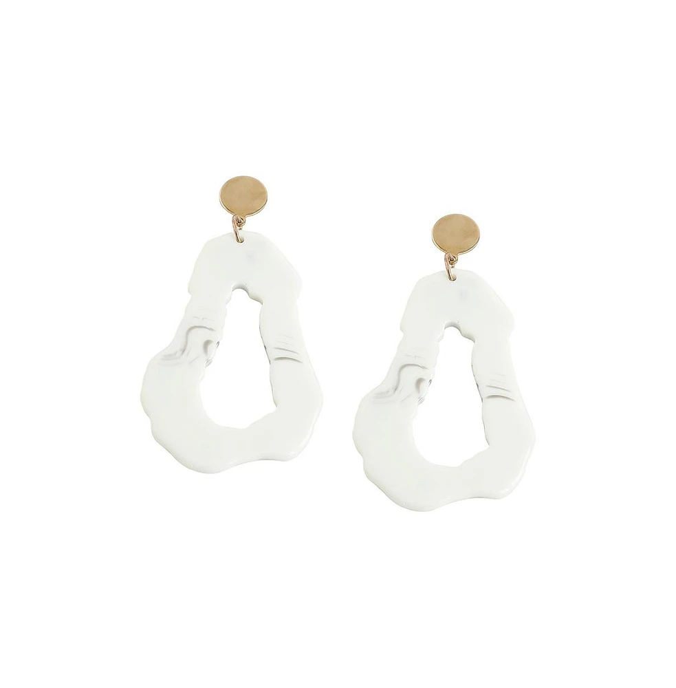 Sohi Women's White Hallow Drop Earrings