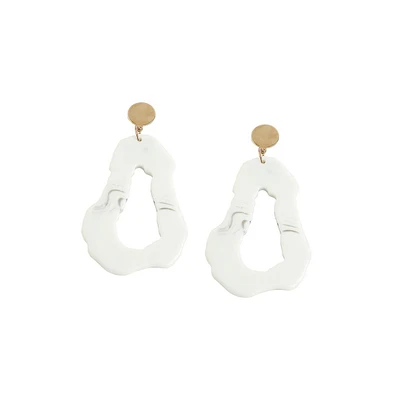Sohi Women's White Hallow Drop Earrings