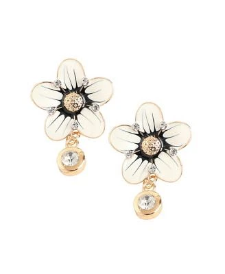 Sohi Womens Silver Flower Drop Earrings