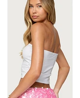 Edikted Women's Luli Beaded Flower Tube Top
