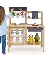 Mud Kitchen Playset with Sink and Plants Observation Room