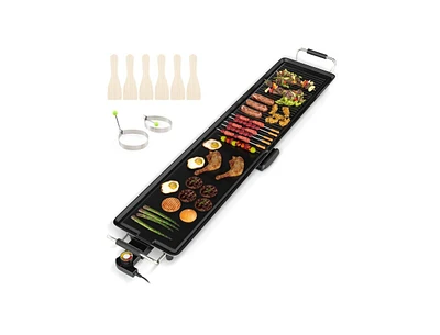 Slickblue Extra Large Electric Griddle with 2 Cooking Surface and Adjustable Temperatures