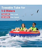 1 or 2 Person Inflatable Towable Tube for Boating with Drainage