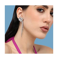 Sohi Women's Silver Bling Drop Earrings