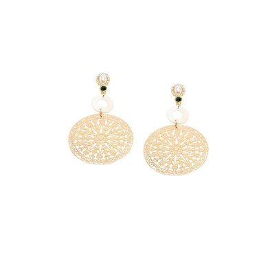 Sohi Women's White Celestrial Filigree Drop Earrings