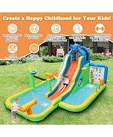 Inflatable Water Slide with Splash Pool and Climbing Wall for Oudoor Indoor without Blower
