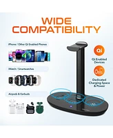 Delton Wireless Computer Headset And Qi Charging Stand, 2.4G Usb Bluetooth Headphones with Microphone for Pc, Laptop & 20W Charging Stand for Smartpho