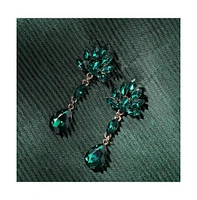 Sohi Women's Green Flora Teardrop Earrings