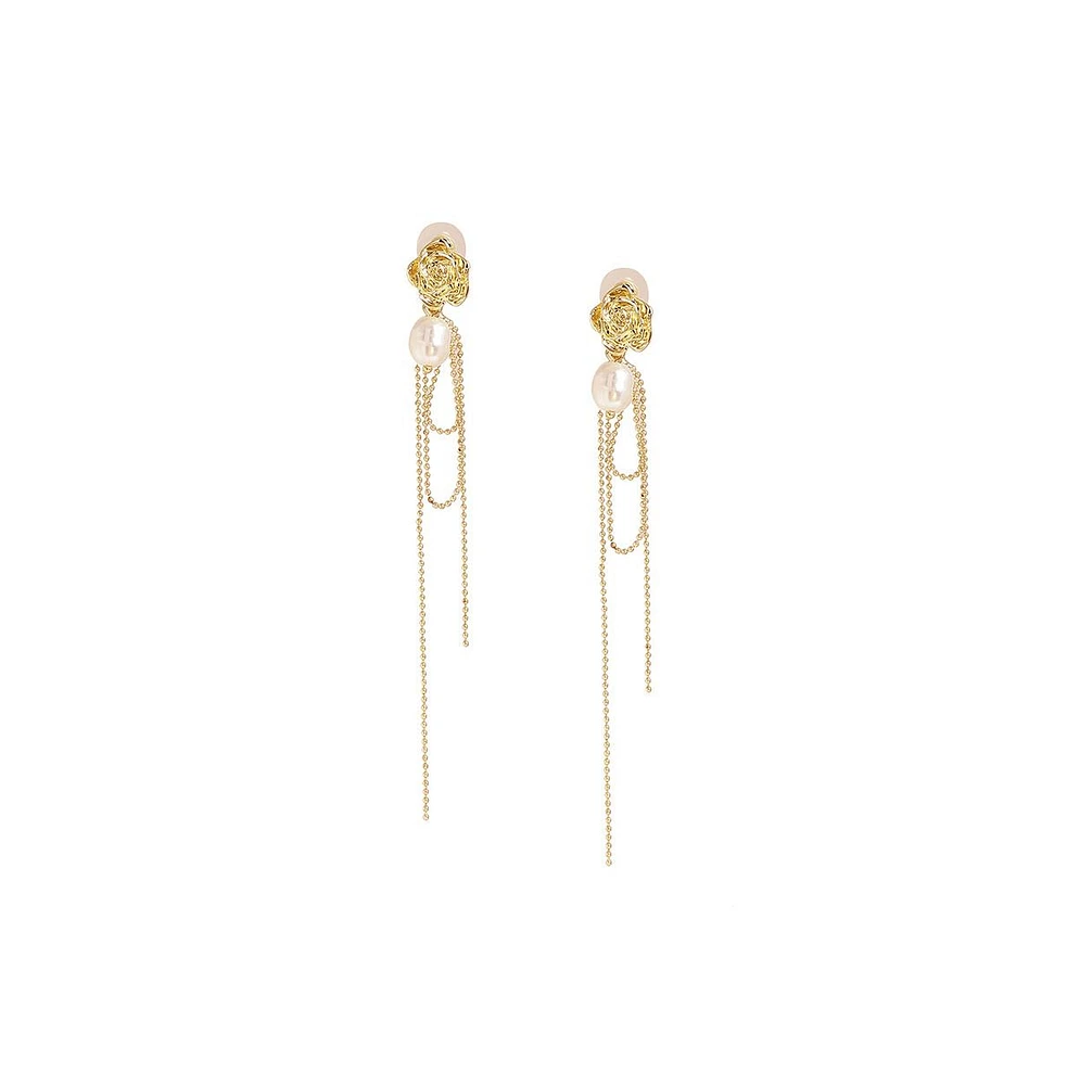 Sohi Women's White Sleek Drop Earrings