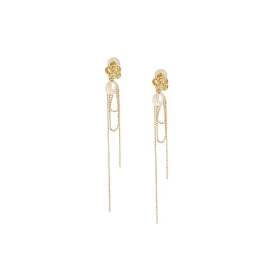 Sohi Women's White Sleek Drop Earrings