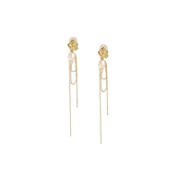 Sohi Women's White Sleek Drop Earrings