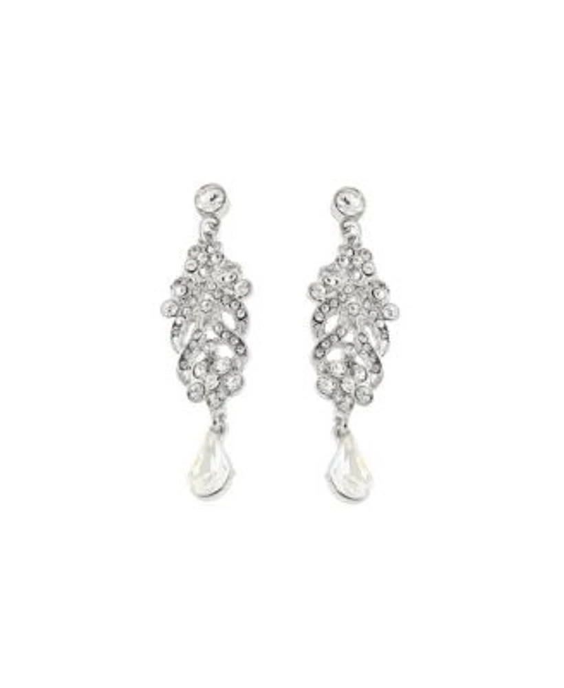 Sohi Womens Silver Embellished Drop Earrings