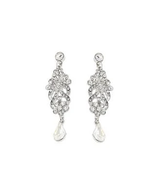 Sohi Womens Silver Embellished Drop Earrings
