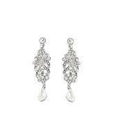 Sohi Womens Silver Embellished Drop Earrings