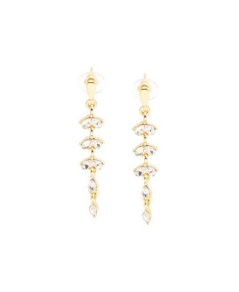 Sohi Womens White Sleek Drop Earrings