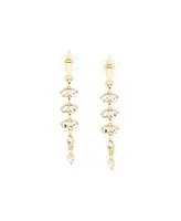 Sohi Womens White Sleek Drop Earrings