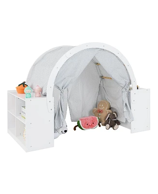 Slickblue Kids Play Tent with Curtain Shades and 8 Cubbies