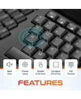 Delton KB200 Ergonomic Wireless Keyboard & S12 Vertical Mouse , 1080p Usb Webcam with Adjustable Mounting Clip, Bluetooth Headset with Usb Dongle, Com