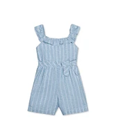 Hope & Henry Baby Girls Linen Ruffle Collar Pull-On Romper