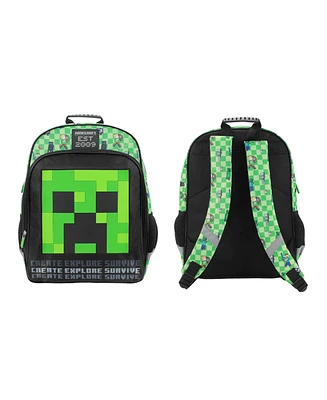 Minecraft Creeper Character 16” Kid's Backpack For School And Travel