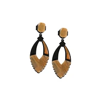 Sohi Women's Black Marquise Halo Drop Earrings