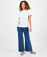 I.n.c. International Concepts Petite Cotton Palm Crewneck Tee, Exclusively at Macy's