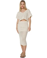 Roxy Juniors' Sea Swirl Crochet Cotton Top