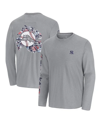 Tommy Bahama Men's Gray New York Yankees Tropic Curveball Lux Long Sleeve T-Shirt