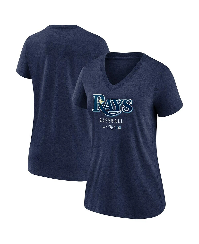 Nike Women's Heather Navy Tampa Bay Rays Authentic Collection Tri-Blend V-Neck T-Shirt