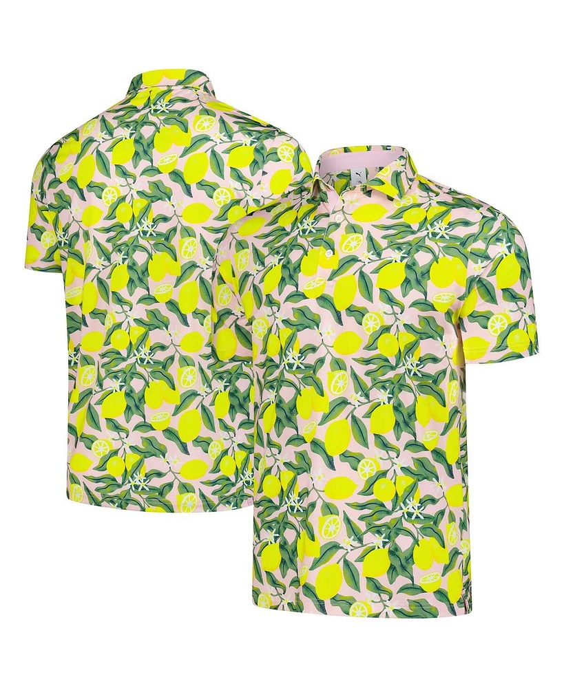 Puma Men's Pink Arnold Palmer Mattr Lemon Branch Polo Shirt