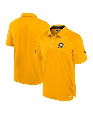 Fanatics Men's Gold Pittsburgh Penguins Authentic Pro Rink Polo Shirt
