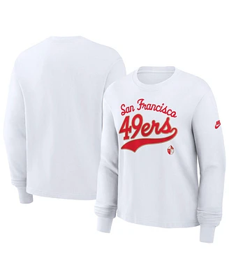 Nike Women's White San Francisco 49ers Essential Long Sleeve Boxy T-Shirt