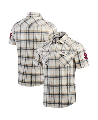 Darius Rucker Collection by Fanatics Men's Cream/Navy St. Louis Cardinals Plaid Full-Snap Shirt