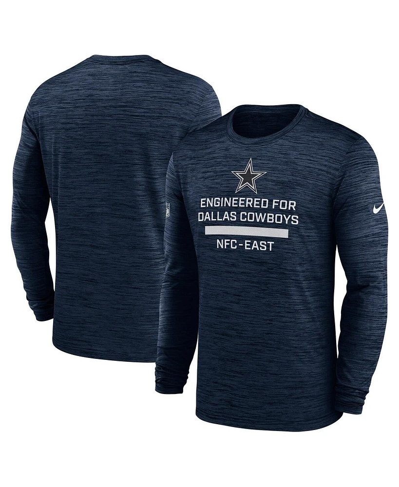 Nike Men's Navy Dallas Cowboys Sideline Velocity Performance Long Sleeve T-Shirt