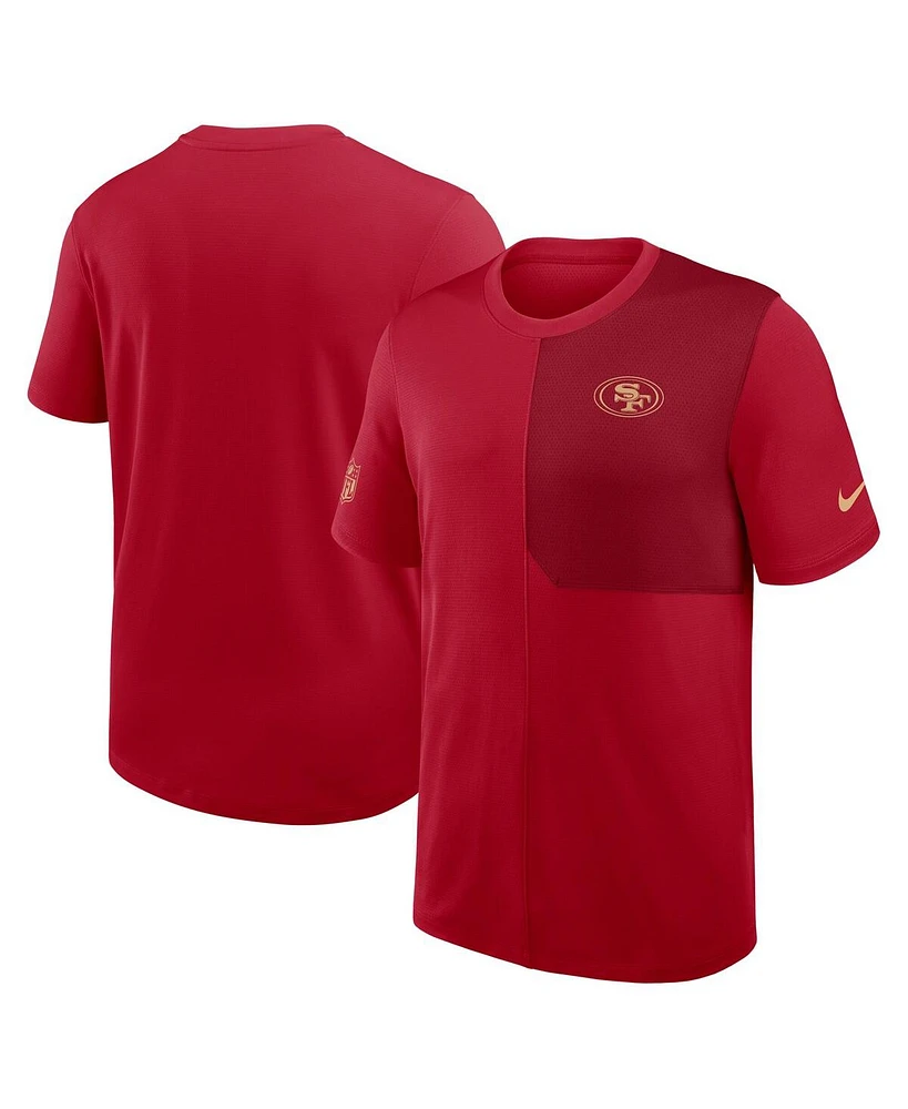 Nike Men's Scarlet San Francisco 49ers Sideline Uv Performance Coach Shirt