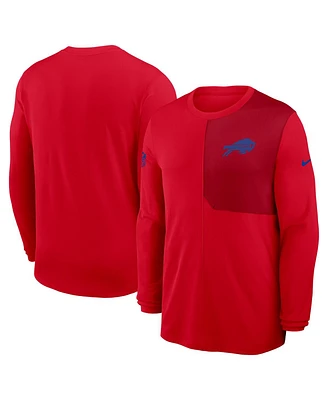 Nike Men's Red Buffalo Bills Sideline Coach Uv Performance Long Sleeve T-Shirt